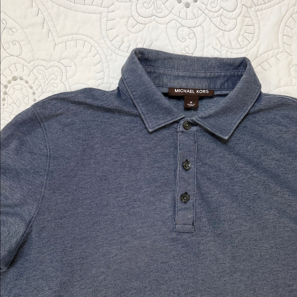 Michael Kors Short Sleeve Blue Polo Shirt - Men’s Collared Medium Top